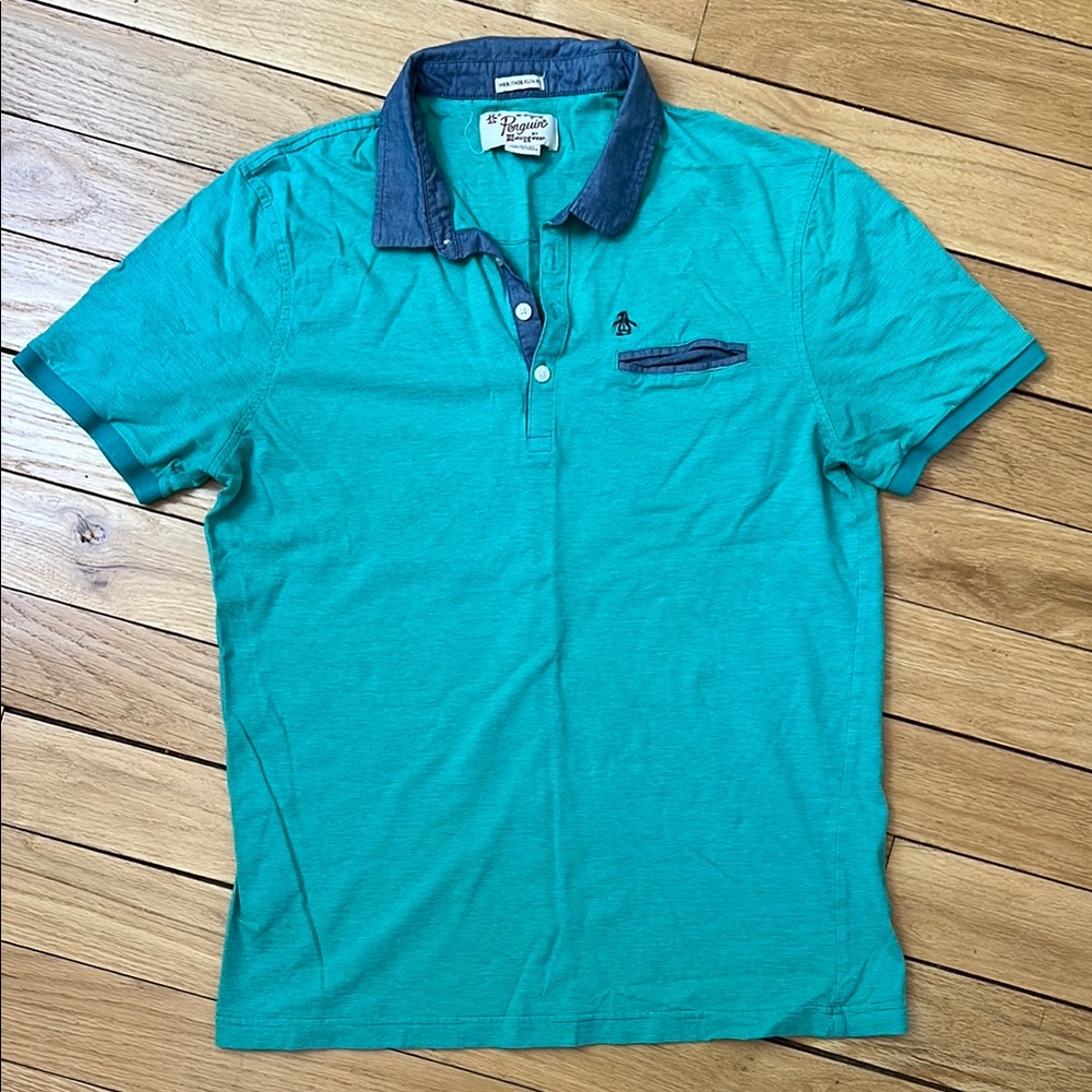 Original Penguin Blue & Green Polo Shirt